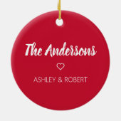 Liefde op maat gesneden kerstfeestdag rood keramisch ornament (Achterkant)