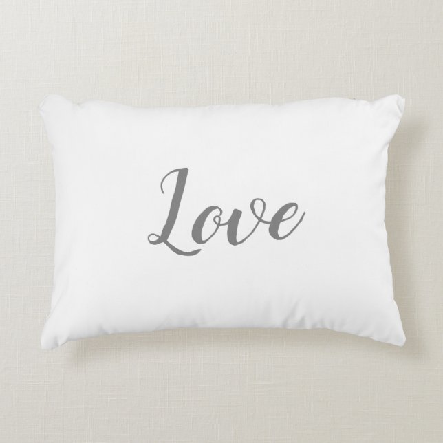 "Liefde" op White & Grey Accent Pillow Accent Kussen (Voorkant)