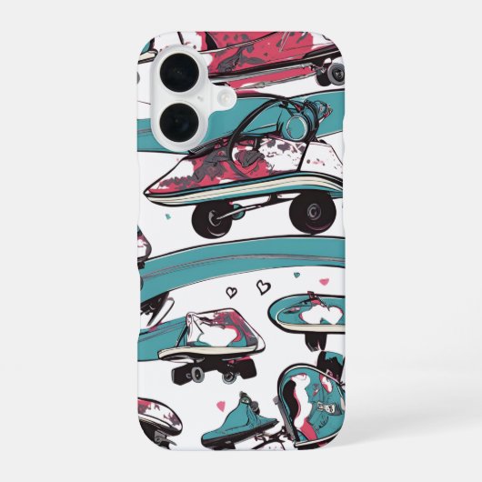Liefde op wielen - Cool Skateboarden Heart Design  iPhone 16 Hoesje (Achterkant)