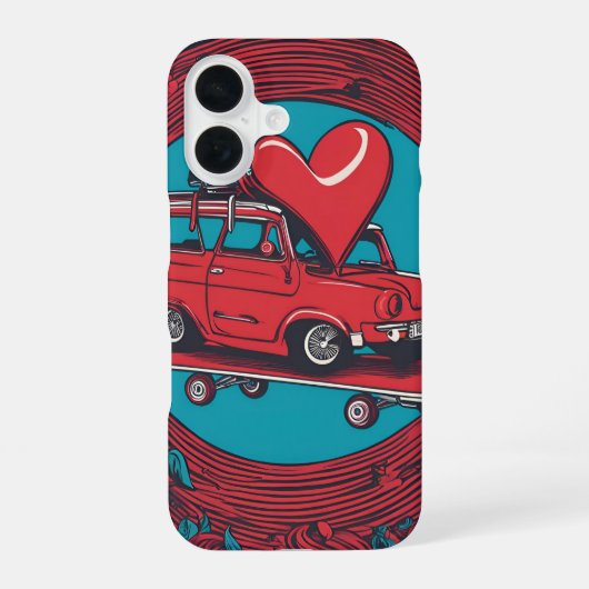 Liefde op wielen - Cool Skateboarden Heart Design  iPhone 16 Hoesje (Achterkant)