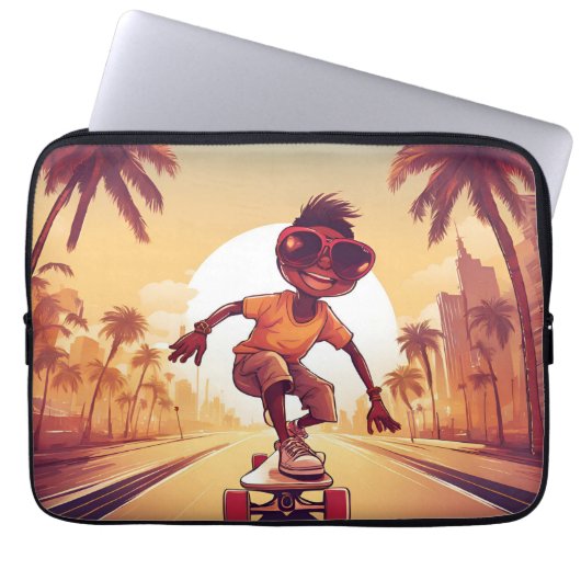 Liefde op wielen - Cool Skateboarden Heart Design  Laptop Sleeve (Voorkant)
