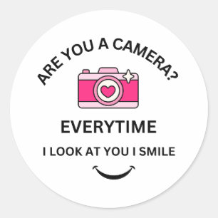 Liefde op zijn mooist Roze Camera Valentijnsdag Ronde Sticker