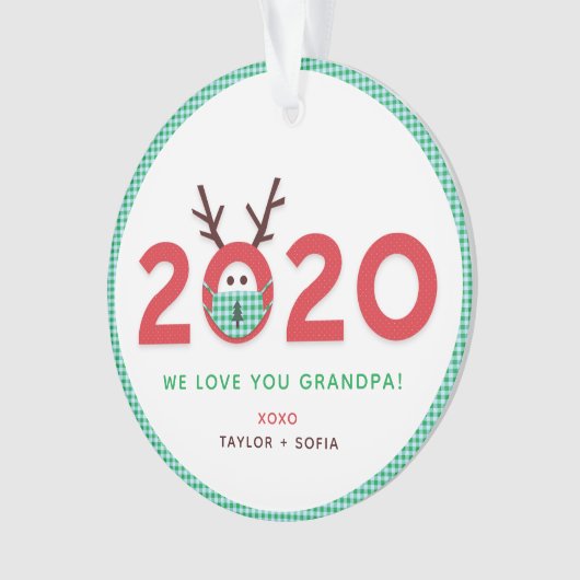 Liefde Opa 2020 Custom Foto Acryl Ornament (voorkant)