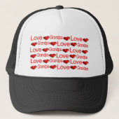 Liefde Opa Red Hearts Trucker Hat Pet (Voorkant)