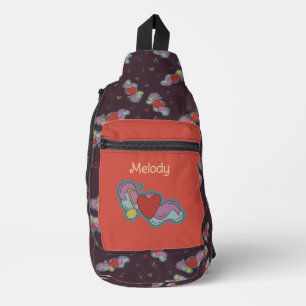 Liefde Opmerking: Doodle Heart Music Lovers Naam R Sling Bag