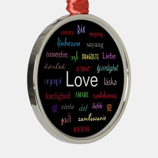 Liefde over de hele wereld in zwart metalen ornament (Rechts)