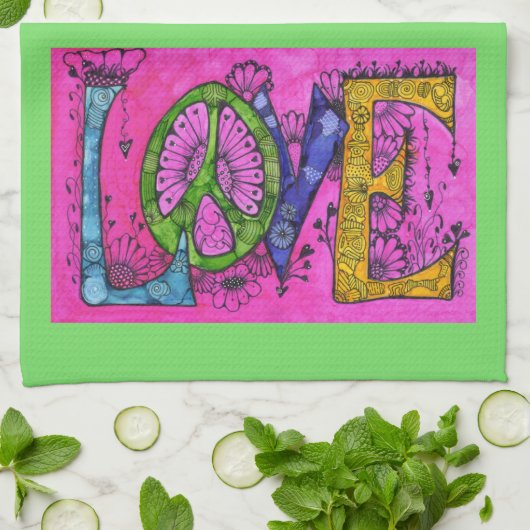 Liefde over fornuis keukenhanddoek (Gevouwen)