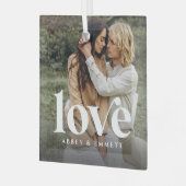 Liefde overlay Aangepaste foto's en namen Glas Ornament (Voorkant links)