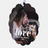 Liefde overlay Aangepaste foto's en namen Ornament Kaart (Links)