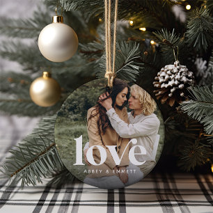 Liefde overlay foto's & namen keramisch ornament