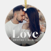 Liefde overlay foto's & namen keramisch ornament (Voorkant)