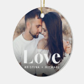 Liefde overlay foto's & namen keramisch ornament (Links)