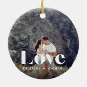 Liefde overlay foto's & namen keramisch ornament (Achterkant)