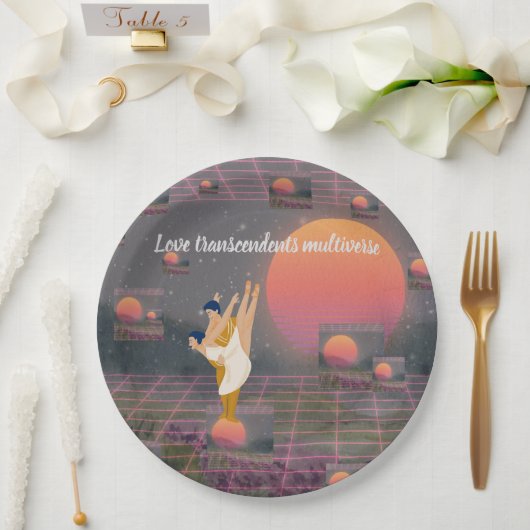 Liefde overstijgt multiversum papieren bordje (Huwelijk)