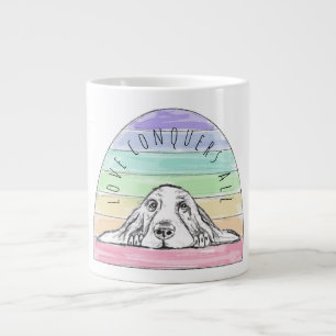 liefde overwint alles hond regenboog basset hound  grote koffiekop