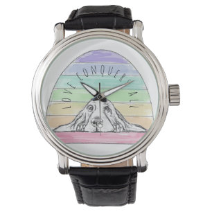 liefde overwint alles hond regenboog basset hound horloge