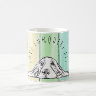 liefde overwint alles hond regenboog basset hound koffiemok