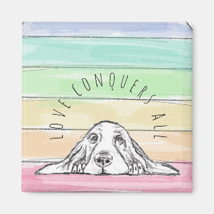liefde overwint alles hond regenboog basset hound magneet