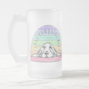 liefde overwint alles hond regenboog basset hound  matglas bierpul