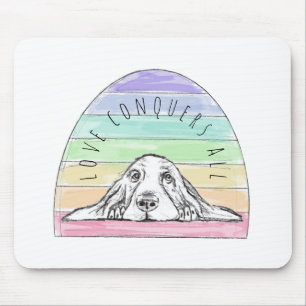 liefde overwint alles hond regenboog basset hound muismat