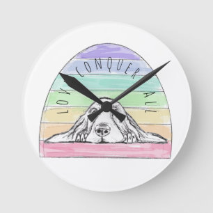liefde overwint alles hond regenboog basset hound ronde klok