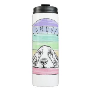 liefde overwint alles hond regenboog basset hound thermosbeker