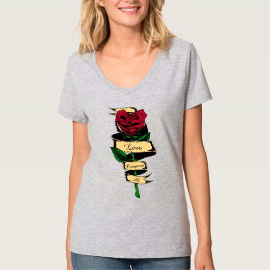 Liefde overwint alles Roze Dames T-shirt (Voorkant)