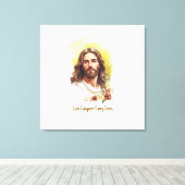 Liefde overwint elk kruis - Jezus Canvas Afdruk (Insitu (Houten vloer))