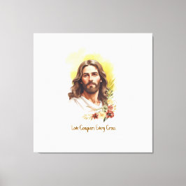 Liefde overwint elk kruis - Jezus Canvas Afdruk