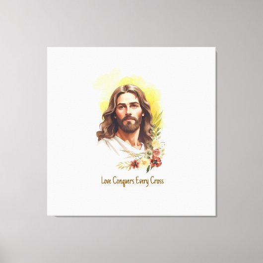 Liefde overwint elk kruis - Jezus Canvas Afdruk (Voorkant)