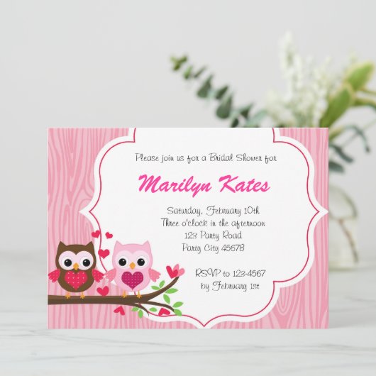 Liefde Owl op de takuitnodiging Kaart (Staand voorkant)