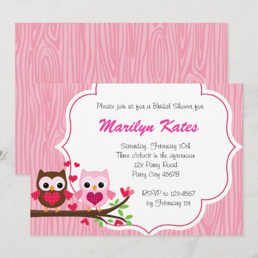 Liefde Owl op de takuitnodiging Kaart (Voorkant / Achterkant)