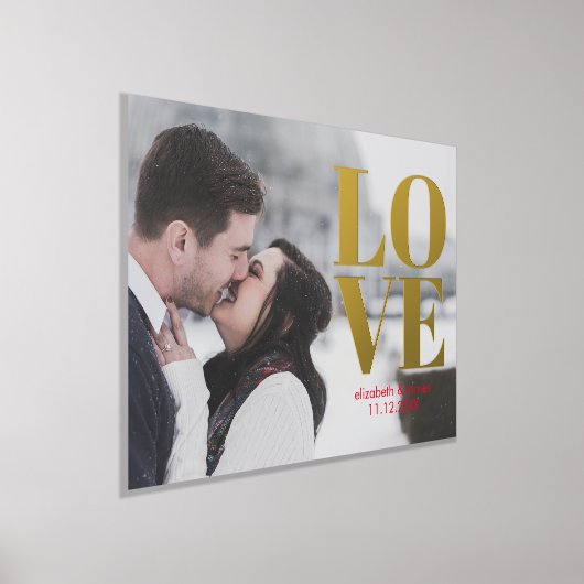 Liefde Paar Foto Bruiloft Jubileum Datum Folie Afdrukken (Laagn)