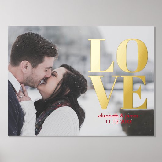 Liefde Paar Foto Bruiloft Jubileum Datum Folie Afdrukken (Voorkant)