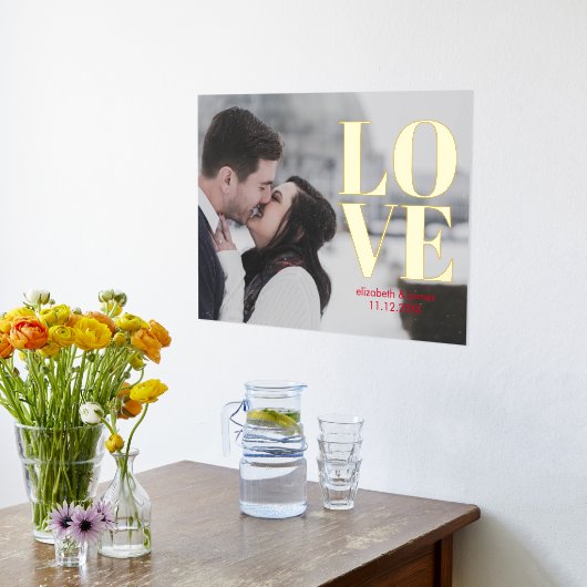 Liefde Paar Foto Bruiloft Jubileum Datum Folie Afdrukken (Laag (Keuken))