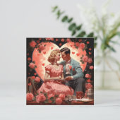  liefde paar knuffels roze harten Valentijn Feestdagenkaart (Staand voorkant)