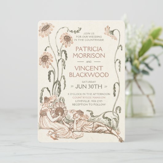  liefde paar land bruiloft uitnodiging (Staand voorkant)