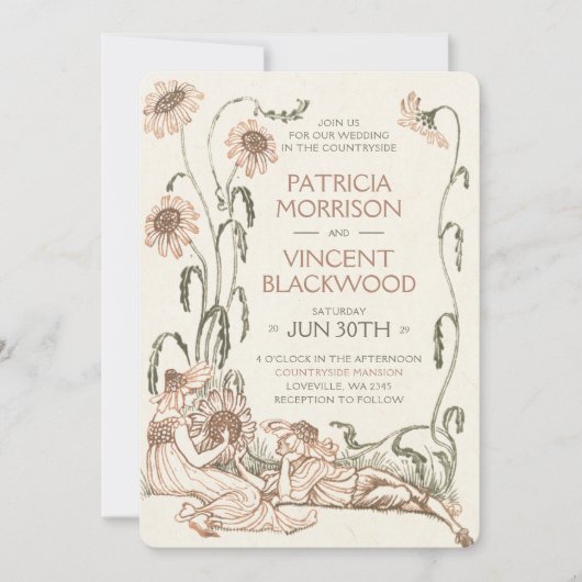  liefde paar land bruiloft uitnodiging (Voorkant)