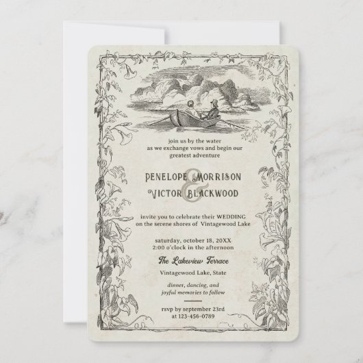  liefde paar op Lake Wedding Invitation Kaart (Voorkant)
