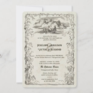 liefde paar op Lake Wedding Invitation Kaart