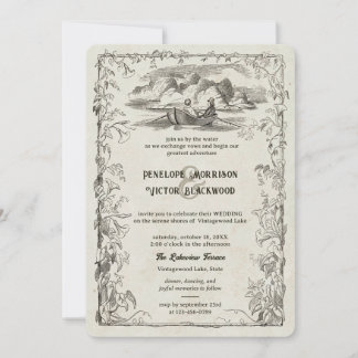 liefde paar op Lake Wedding Invitation Kaart