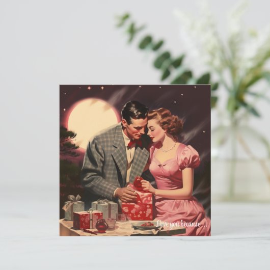  liefde paar rode harten Valentijn Feestdagenkaart (Staand voorkant)