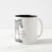 Liefde paarden: Hoofdrukken op je hart: Potlood Tweekleurige Koffiemok (Voorkant rechts)