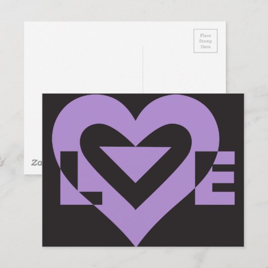 Liefde Paars op zwart Briefkaart (Voorkant / Achterkant)
