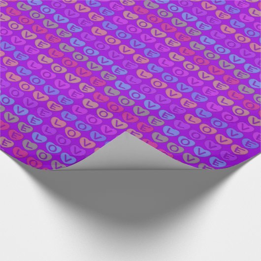 LIEFDE Paarse Gift Wrap Cadeaupapier (Hoek)