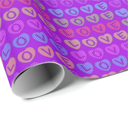 LIEFDE Paarse Gift Wrap Cadeaupapier (Rol Hoek)