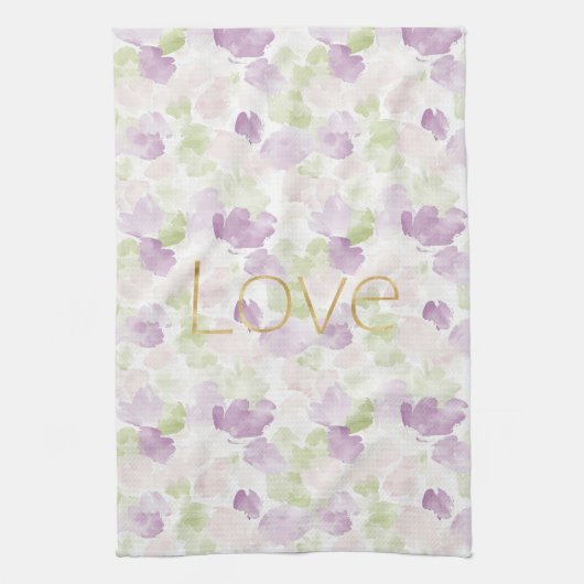 Liefde Paarse Lavendel Rozenblaadjes Bloemig Theedoek (Verticaal)