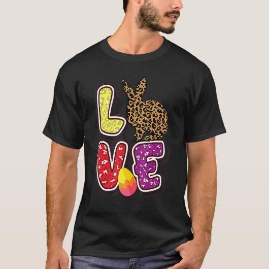 Liefde paashaas ei vrouwen luipaard belettering gr t-shirt (Voorkant)