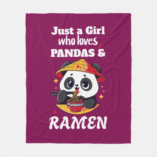 Liefde Panda's en Ramen (witte tekst) Fleece Deken (Voorkant)