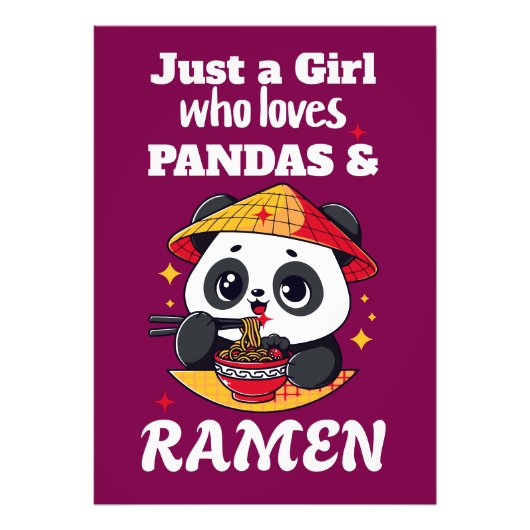 Liefde Panda's en Ramen (witte tekst) Foto Afdruk (Voorkant)